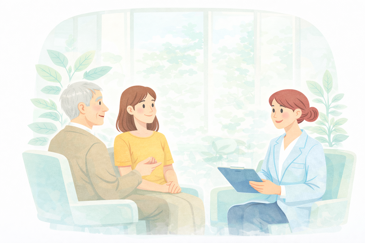 診療情報提供書のご提出・ご本人との面接のイメージイラスト