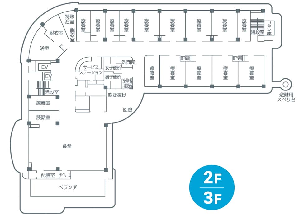 からざステーション施設案内イラスト画像2階